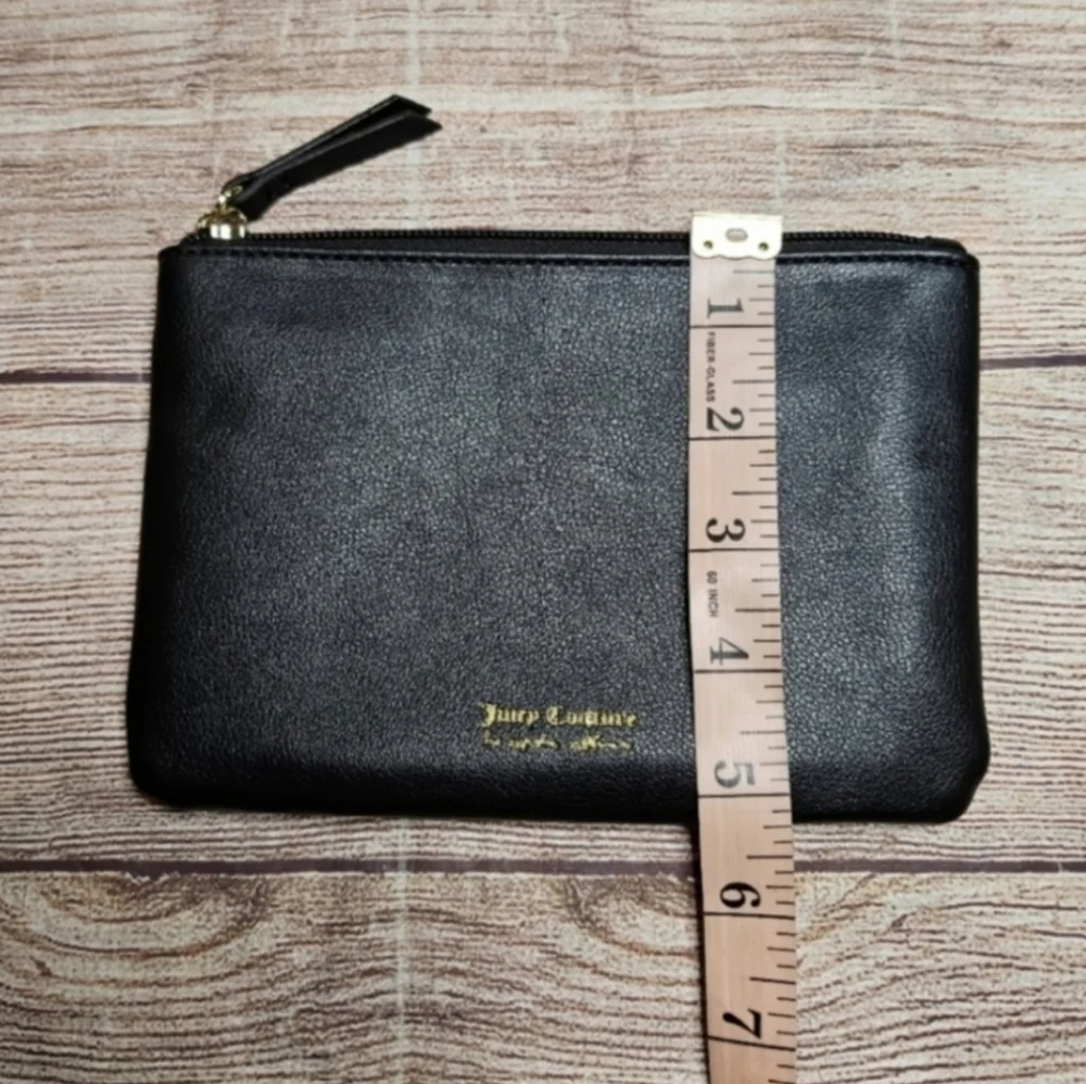 Juicy Couture black faux leather cosmetic clutch bag